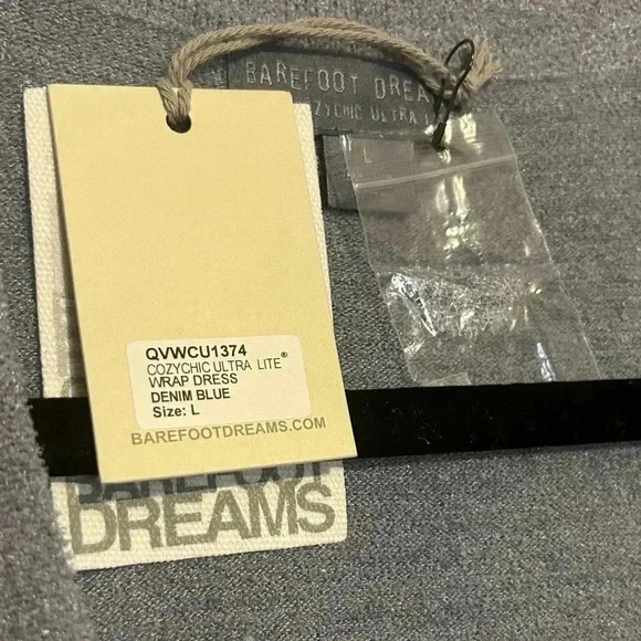 Large NWT Barefoot Dreams CozyChic Ultra Lite Wrap Dress in “Denim” Color - Picture 3 of 10